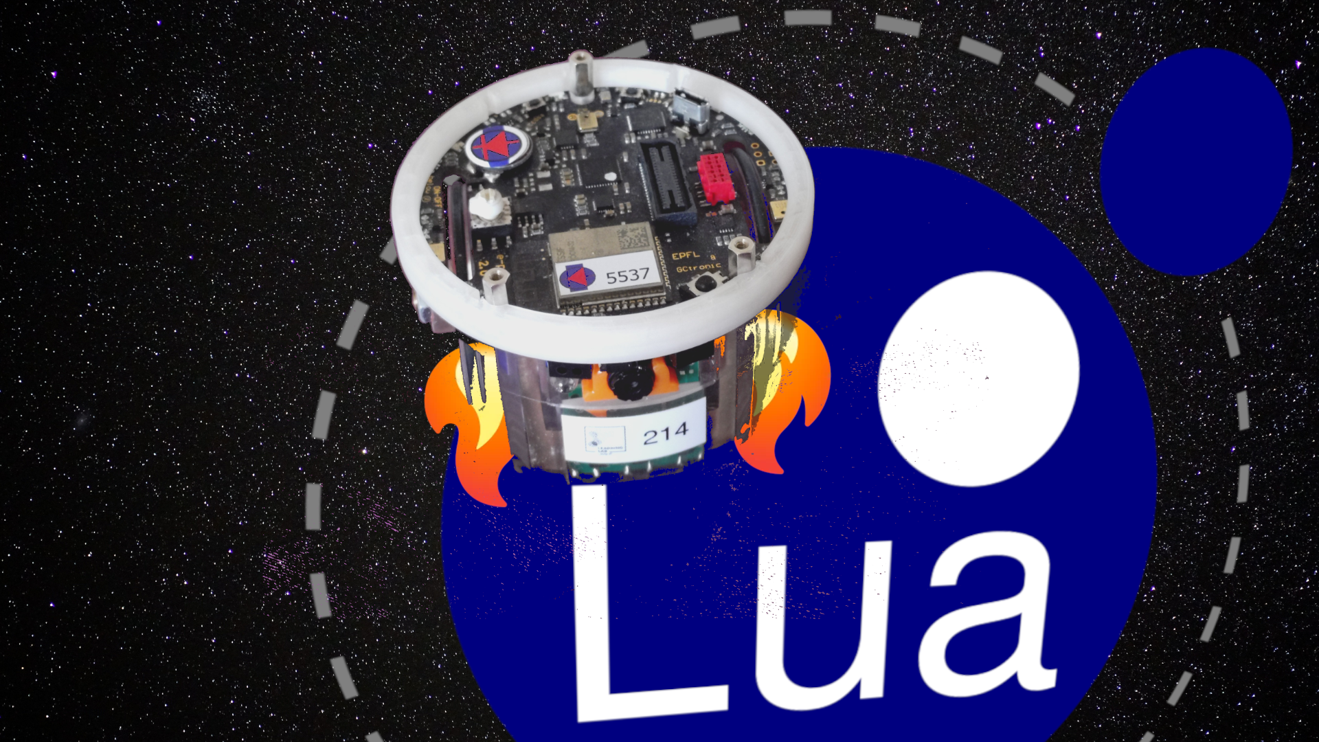 Banner of the e-puck landing on a lua moon